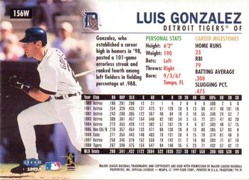1999 Fleer Tradition - Warning Track Collection #156W Luis Gonzalez Back