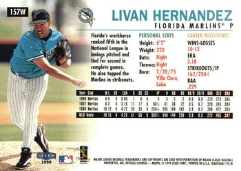 1999 Fleer Tradition - Warning Track Collection #157W Livan Hernandez Back