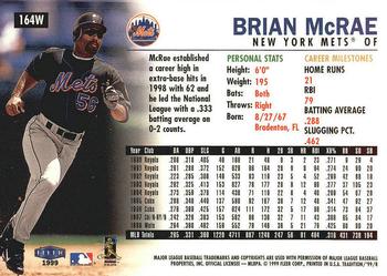 1999 Fleer Tradition - Warning Track Collection #164W Brian McRae Back