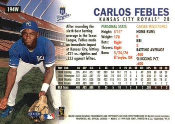 1999 Fleer Tradition - Warning Track Collection #194W Carlos Febles Back