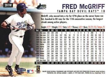 1999 Fleer Tradition - Warning Track Collection #201W Fred McGriff Back