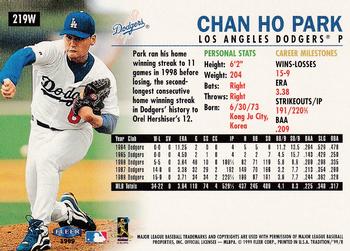 1999 Fleer Tradition - Warning Track Collection #219W Chan Ho Park Back