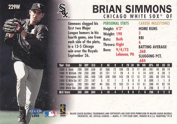 1999 Fleer Tradition - Warning Track Collection #229W Brian Simmons Back