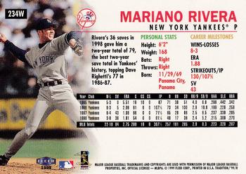 1999 Fleer Tradition - Warning Track Collection #234W Mariano Rivera Back