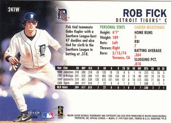 1999 Fleer Tradition - Warning Track Collection #241W Robert Fick Back