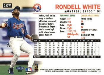 1999 Fleer Tradition - Warning Track Collection #250W Rondell White Back