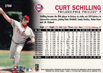 1999 Fleer Tradition - Warning Track Collection #270W Curt Schilling Back