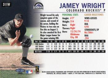 1999 Fleer Tradition - Warning Track Collection #311W Jamey Wright Back