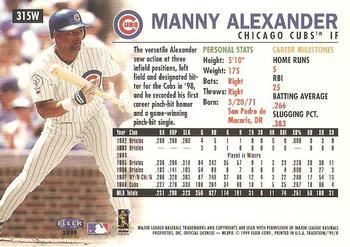 1999 Fleer Tradition - Warning Track Collection #315W Manny Alexander Back