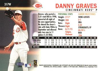 1999 Fleer Tradition - Warning Track Collection #317W Danny Graves Back