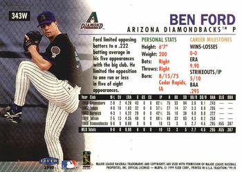 1999 Fleer Tradition - Warning Track Collection #343W Ben Ford Back