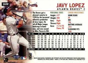 1999 Fleer Tradition - Warning Track Collection #344W Javy Lopez Back