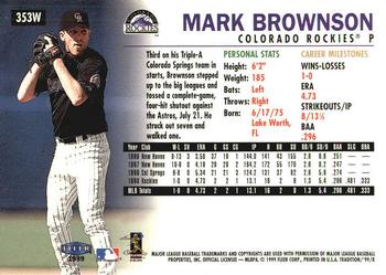 1999 Fleer Tradition - Warning Track Collection #353W Mark Brownson Back