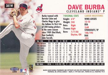 1999 Fleer Tradition - Warning Track Collection #381W Dave Burba Back