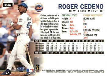 1999 Fleer Tradition - Warning Track Collection #384W Roger Cedeno Back