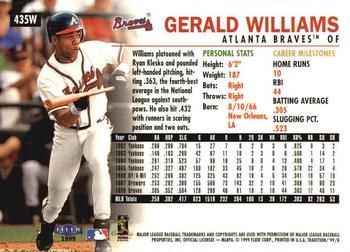 1999 Fleer Tradition - Warning Track Collection #435W Gerald Williams Back
