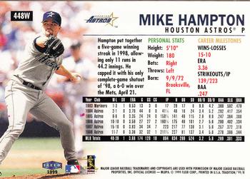 1999 Fleer Tradition - Warning Track Collection #448W Mike Hampton Back