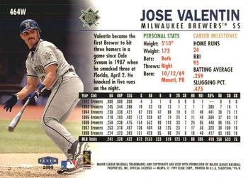 1999 Fleer Tradition - Warning Track Collection #464W Jose Valentin Back