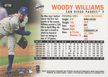 1999 Fleer Tradition - Warning Track Collection #471W Woody Williams Back