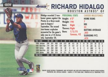 1999 Fleer Tradition - Warning Track Collection #480W Richard Hidalgo Back