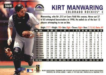 1999 Fleer Tradition - Warning Track Collection #506W Kirt Manwaring Back