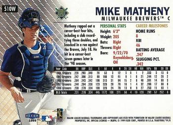 1999 Fleer Tradition - Warning Track Collection #510W Mike Matheny Back