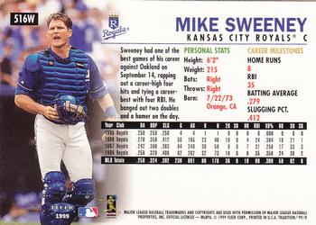 1999 Fleer Tradition - Warning Track Collection #516W Mike Sweeney Back