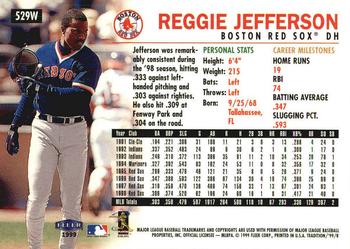 1999 Fleer Tradition - Warning Track Collection #529W Reggie Jefferson Back