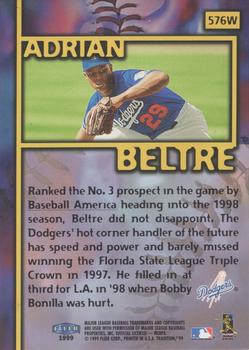1999 Fleer Tradition - Warning Track Collection #576W Adrian Beltre Back