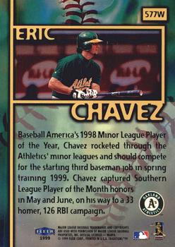 1999 Fleer Tradition - Warning Track Collection #577W Eric Chavez Back