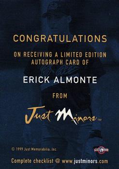 1999 Just - Autographs #NNO Erick Almonte Back