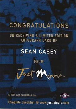 1999 Just - Autographs #NNO Sean Casey Back