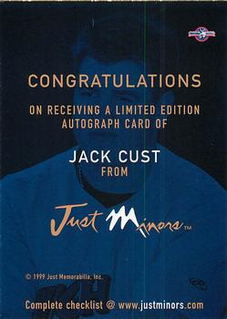 1999 Just - Autographs #NNO Jack Cust Back