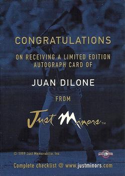 1999 Just - Autographs #NNO Juan Dilone Back