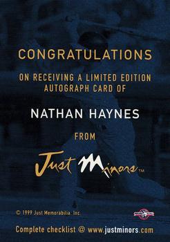 1999 Just - Autographs #NNO Nathan Haynes Back