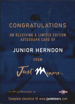 1999 Just - Autographs #NNO Junior Herndon Back