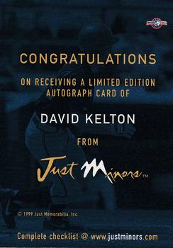 1999 Just - Autographs #NNO David Kelton Back