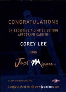 1999 Just - Autographs #NNO Corey Lee Back