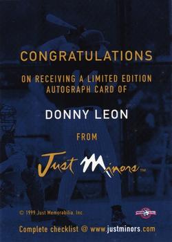 1999 Just - Autographs #NNO Donny Leon Back