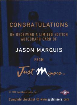 1999 Just - Autographs #NNO Jason Marquis Back