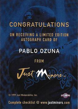 1999 Just - Autographs #NNO Pablo Ozuna Back
