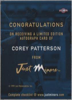 1999 Just - Autographs #NNO Corey Patterson Back