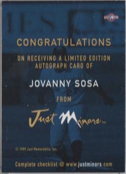1999 Just - Autographs #NNO Jovanny Sosa Back