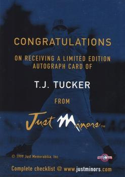 1999 Just - Autographs #NNO T.J. Tucker Back