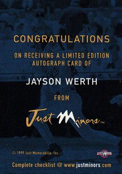 1999 Just - Autographs #NNO Jayson Werth Back