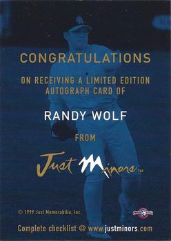 1999 Just - Autographs #NNO Randy Wolf Back