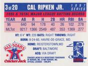 1997 Cracker Jack All-Stars #3 Cal Ripken Jr. Back