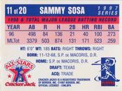 1997 Cracker Jack All-Stars #11 Sammy Sosa Back