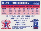 1997 Cracker Jack All-Stars #14 Ivan Rodriguez Back