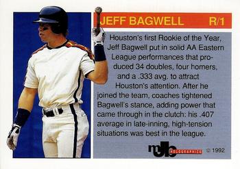 1992 MJB Holographics Holoprisms Jeff Bagwell #R/1 Jeff Bagwell Back